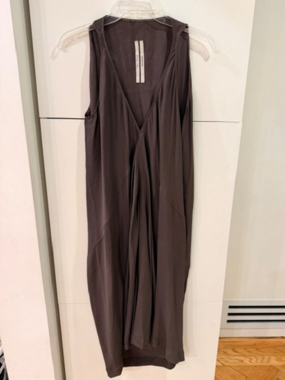 Rick Owens Vicious V-Neck Dress Size 12 – Dark Taupe Avant Garde Drape Dress